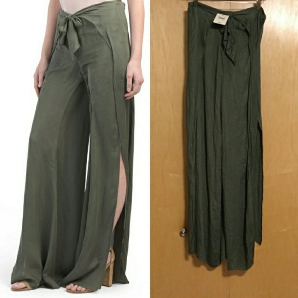 Haute Hippie Buck Tie- Front Wide-Leg Pants - Picture 2 of 10